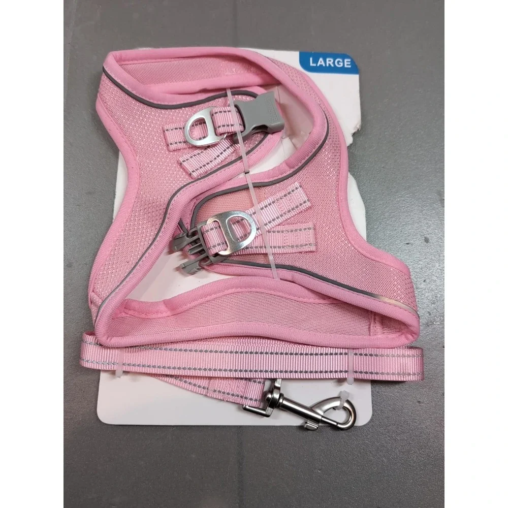 Barkbay RunRing Step-in Dog Harness & Leash Set Baby Pink Large X004SWE7S3